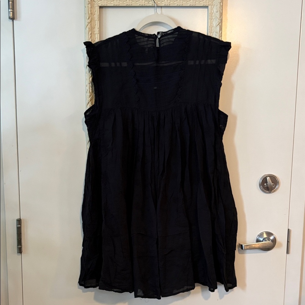FREE PEOPLE | Cotton Black Lace Tunic Mini Dress with Pockets Coverup - Picture 15 of 16